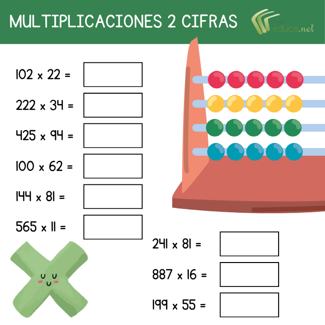 Ejercicios de multiplicaciones con dos cifras
