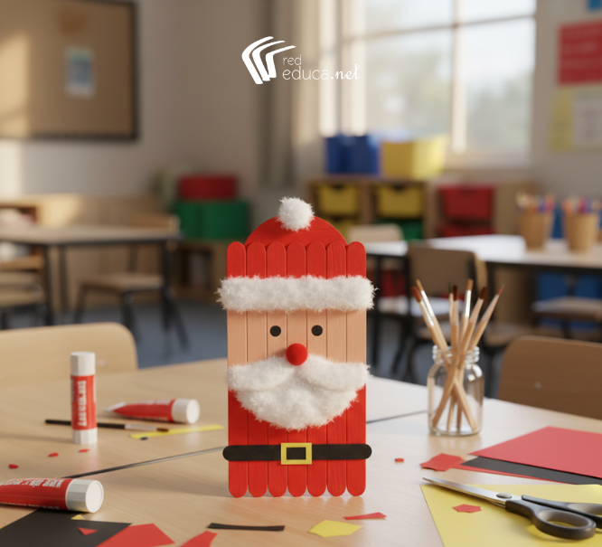 Papá Noel con palillos de helado